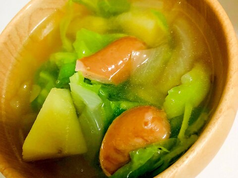 野菜とウインナーのコンソメスープ